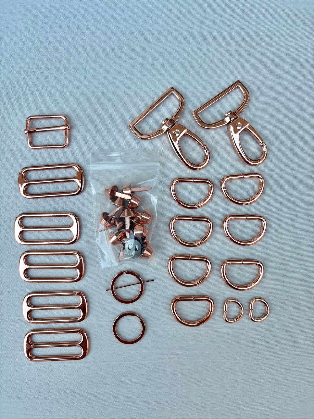 Rose Gold Metal Bag Hardware Destash Bundle Purse Making Supplies Mix Lot 33pc